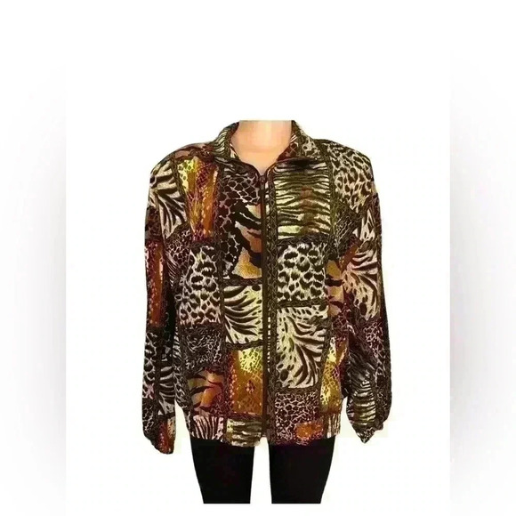 Animal print lovers Vintage Erin London Jacket Animal Print Full Zipper in Front - Picture 1 of 9